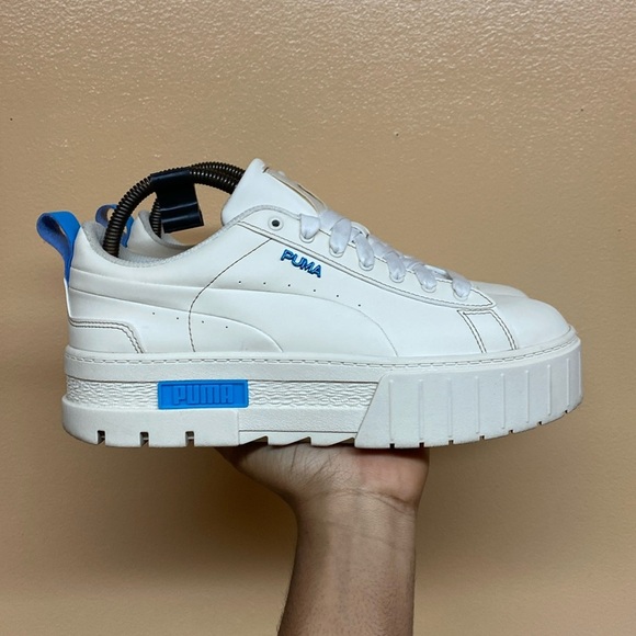 Puma Platform Mayze Infuse Pristine Chunky Sneakers “Cream Blue” - Picture 1 of 17